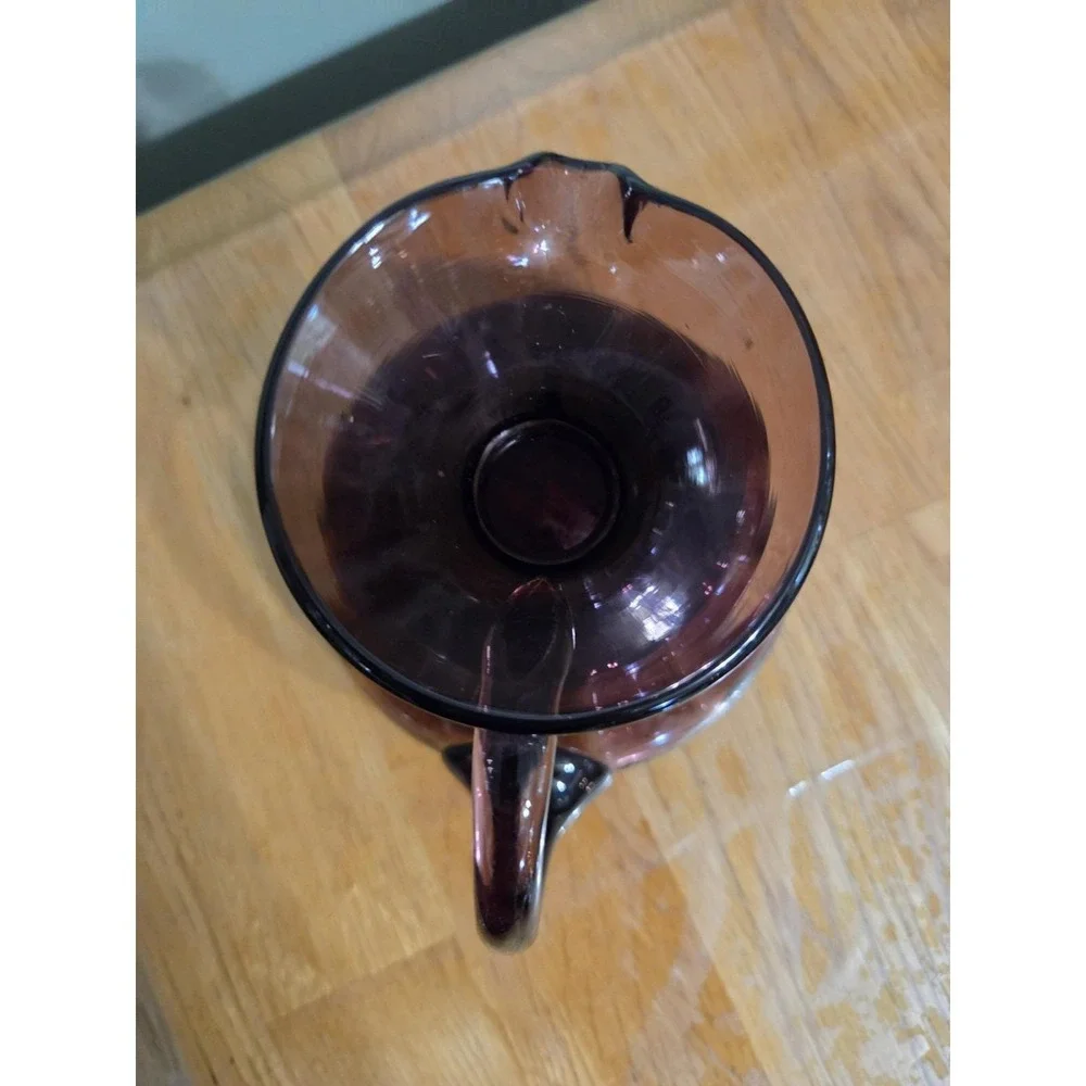 Handblown Amethyst Glass Squat Pitcher with Applied Handle 5